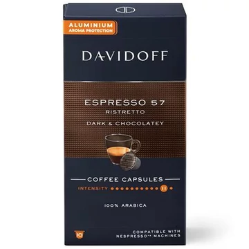 Kávékapszula, Nespresso® kompatibilis, 10 db, DAVIDOFF "Espresso 57"