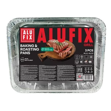 Alumínium grilltálca, 33x26 cm, 3 db, ALUFIX