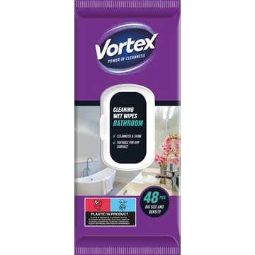 Nedves törlőkendő, fürdőszobai, 48 db, VORTEX Nedves törlőkendő, fürdőszobai, 48 db, VORTEX