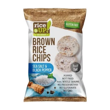 Barnarizs chips, 60 g, RICE UP, sós-borsos Barnarizs chips, 60 g, RICE UP, sós-borsos