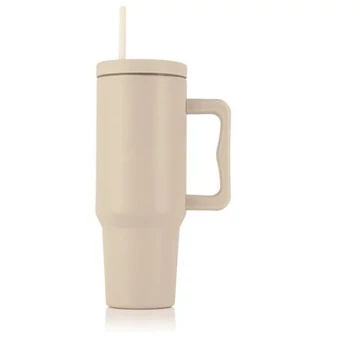 Termoszbögre, 1,2 l, szívószállal, füllel, bézs