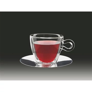 Teás csésze rozsdamentes aljjal, duplafalú üveg, 30cl, 2db-os szett, "Thermo" Teás csésze rozsdamentes aljjal, duplafalú üveg, 30cl, 2db-os szett, "Thermo"