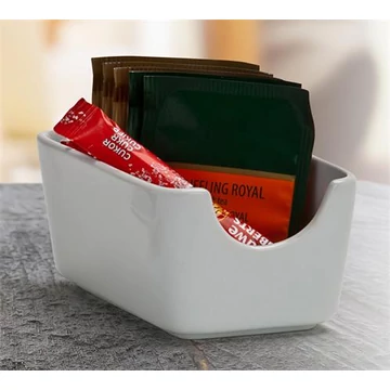 Cukor és teafilter tartó, négyszögletes, fehér, 11x7,5cm, "CoffeeTime" Cukor és teafilter tartó, négyszögletes, fehér, 11x7,5cm, "CoffeeTime"