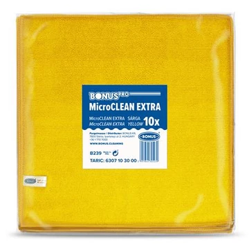 Törlőkendő, univerzális, 10 db, 40x40 cm, BONUS "MicroCLEAN Extra", sárga