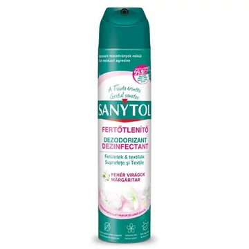 Légfrissítő, fertőtlenítő, 300 ml, SANYTOL, fehér virág Légfrissítő, fertőtlenítő, 300 ml, SANYTOL, fehér virág