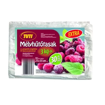 Mélyhűtőzacskó, 3kg, 30 db, TUTI "Extra" Mélyhűtőzacskó, 3kg, 30 db, TUTI "Extra"