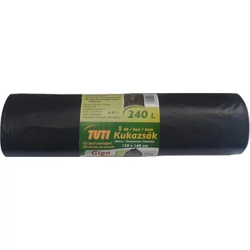 Nagykukazsák, 240 l, 5 db, 120x140 cm, 40 µ, TUTI "Giga", fekete