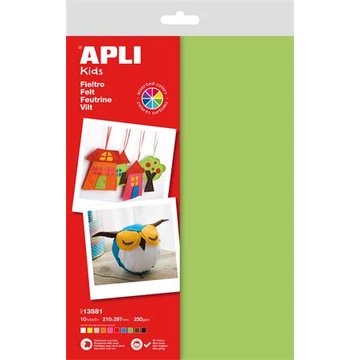 Filc anyag, APLI Kids, A4, vegyes színek, 10 db/csomag