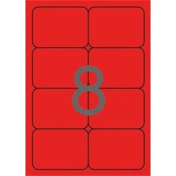 Etikett, 99,1x67,7 mm, színes, kerekített sarkú, APLI, neon piros, 160 etikett/csomag