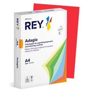 Másolópapír, színes, A4, 80 g, REY "Adagio", intenzív piros, 500 lap/csomag