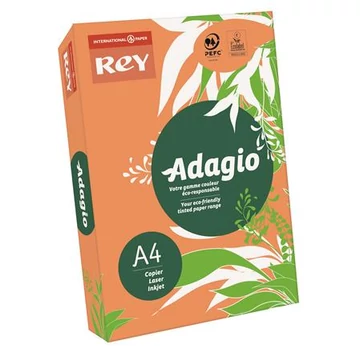 Másolópapír, színes, A4, 80 g, REY "Adagio", neon mandarin, 500 lap/csomag