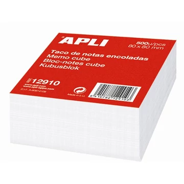 Kockatömb, 80x80 mm, ragasztott, APLI, fehér Kockatömb, 80x80 mm, ragasztott, APLI, fehér