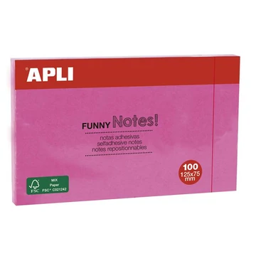 Öntapadó jegyzettömb, 125x75 mm, 100 lap, APLI "Funny", pink Öntapadó jegyzettömb, 125x75 mm, 100 lap, APLI "Funny", pink