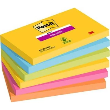 Öntapadó jegyzettömb, 76x127 mm, 6x90 lap, 3M POSTIT, "Super Sticky", Carnival Öntapadó jegyzettömb, 76x127 mm, 6x90 lap, 3M POSTIT, "Super Sticky", Carnival