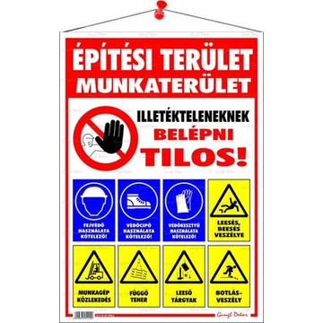 Információs tábla, 50x35 cm, "Építési terület!" Információs tábla, 50x35 cm, "Építési terület!"