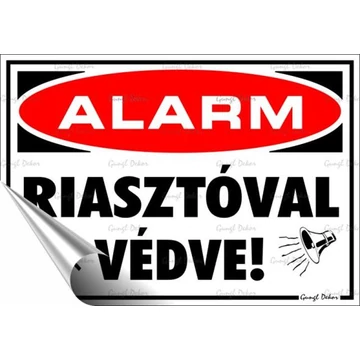 Információs matrica, 11,6x16,6 cm, "Riasztóval védve" Információs matrica, 11,6x16,6 cm, "Riasztóval védve"