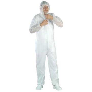 Overál, egyszer használatos, polipropilén, kapucnis, XXL méret "Tidy", fehér Overál, egyszer használatos, polipropilén, kapucnis, XXL méret "Tidy", fehér