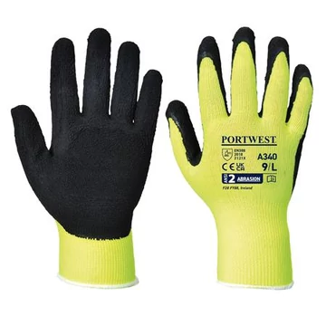 Védőkesztyű, nylon, latexhab, tenyerén mártott, L méret "Hi-Vis Grip", sárga Védőkesztyű, nylon, latexhab, tenyerén mártott, L méret "Hi-Vis Grip", sárga