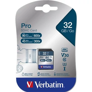 Memóriakártya, SDHC, 32GB, CL10/U3, 90/45MB/sec, VERBATIM "PRO" Memóriakártya, SDHC, 32GB, CL10/U3, 90/45MB/sec, VERBATIM "PRO"