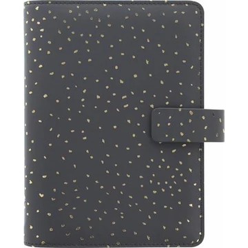 Kalendárium, gyűrűs, betétlapokkal, pocket méret, FILOFAX, "Confetti", fekete Kalendárium, gyűrűs, betétlapokkal, pocket méret, FILOFAX, "Confetti", fekete