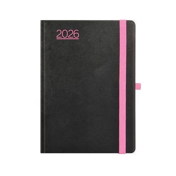 Naptár, tervező, A5, napi, TOPTIMER, "Nero", fekete-pink