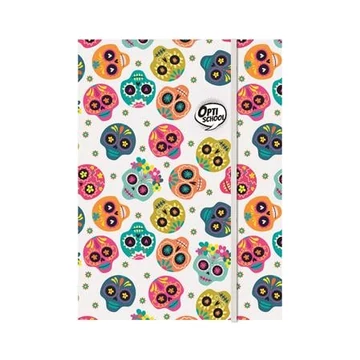 Gumis mappa, karton, A4, OPTISCHOOL "Skull"