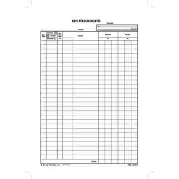 Nyomtatvány, napi pénztárjelentés, 25x4, A4, VICTORIA PAPER "B.13-25", 10 tömb/csomag Nyomtatvány, napi pénztárjelentés, 25x4, A4, VICTORIA PAPER "B.13-25", 10 tömb/csomag