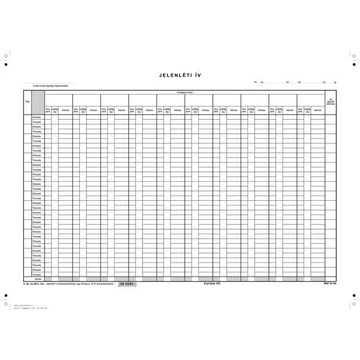 Nyomtatvány, jelenléti ív, 1 hónap-10 fő, A3, VICTORIA PAPER "C.60-3" Nyomtatvány, jelenléti ív, 1 hónap-10 fő, A3, VICTORIA PAPER "C.60-3"