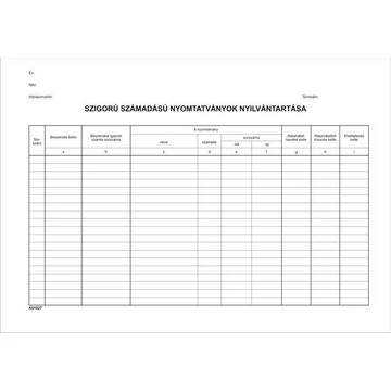 Nyomtatvány, szigorú számadású nyomtatványok nyilvántartása, 25 lap, A4, VICTORIA PAPER, 10 tömb/csomag Nyomtatvány, szigorú számadású nyomtatványok nyilvántartása, 25 lap, A4, VICTORIA PAPER, 10 tömb/csomag