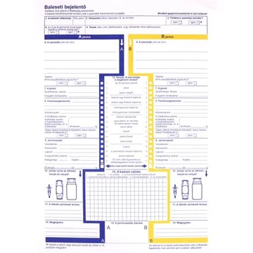 Nyomtatvány, baleseti bejelentő, 2 példány, A4, VICTORIA PAPER "KO2404" Nyomtatvány, baleseti bejelentő, 2 példány, A4, VICTORIA PAPER "KO2404"