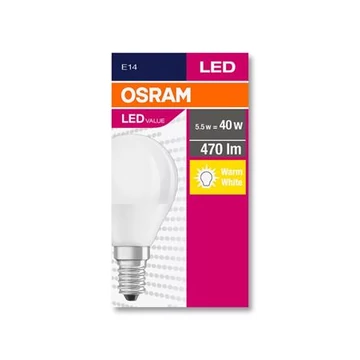 LED izzó, E14, kisgömb, P45, 5,7W, 470lm, 2700K (MF), OSRAM "Value" LED izzó, E14, kisgömb, P45, 5,7W, 470lm, 2700K (MF), OSRAM "Value"