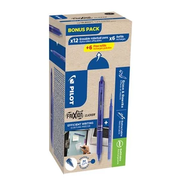 Rollertoll, 0,35 mm, törölhető, nyomógombos, PILOT "Frixion Clicker, Bonus Pack", kék + betét Rollertoll, 0,35 mm, törölhető, nyomógombos, PILOT "Frixion Clicker, Bonus Pack", kék + betét