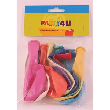 Léggömb, 26 cm, gyöngyházfényű, vegyes szín, 10 db/csomag