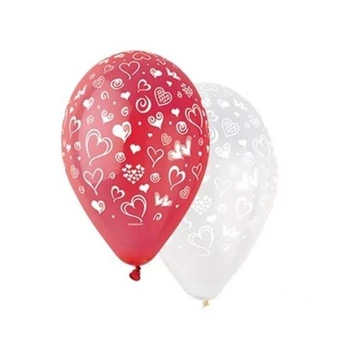 Léggömb, 30 cm, szíves, 10 db/csomag