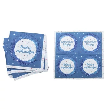 Szalvéta, 3 rétegű, 33x33 cm, "Boldog Születésnapot", kék