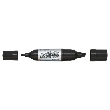 Alkoholos marker, 4/4,8-7 mm, kétvégű, PILOT "Twin Jumbo", fekete