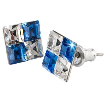 Fülbevaló, négyzet, zafírkék-fehér SWAROVSKI® kristállyal, 8mm, ART CRYSTELLA® Fülbevaló, négyzet, zafírkék-fehér SWAROVSKI® kristállyal, 8mm, ART CRYSTELLA®