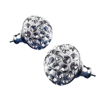 Fülbevaló, félgömb, natúr fehér SWAROVSKI® kristállyal, 10mm, ART CRYSTELLA® Fülbevaló, félgömb, natúr fehér SWAROVSKI® kristállyal, 10mm, ART CRYSTELLA®