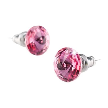 Fülbevaló, rózsaszín SWAROVSKI® kristállyal, csúcsos, 8 mm, ART CRYSTELLA®