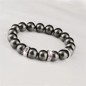 Karkötő, fekete SWAROVSKI® gyöngyből, fehér rondella kristállyal, 10mm, ART CRYSTELLA® M Karkötő, fekete SWAROVSKI® gyöngyből, fehér rondella kristállyal, 10mm, ART CRYSTELLA® M