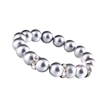 Karkötő, ezüst színű SWAROVSKI® gyöngyből, fehér kristállyal, 10mm, ART CRYSTELLA® M