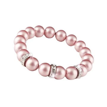 Karkötő SWAROVSKI® gyöngyből, rózsaszín, fehér rondella kristály, ART CRYSTELLA, M