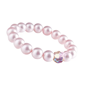 Karkötő, rózsaszín SWAROVSKI® gyöngyből, színjátszós fehér kristállyal, 10 mm, ART CRYSTELLA® M Karkötő, rózsaszín SWAROVSKI® gyöngyből, színjátszós fehér kristállyal, 10 mm, ART CRYSTELLA® M