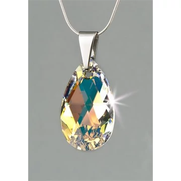 Nyaklánc, esőcsepp formájú, színjátszós fehér SWAROVSKI® kristállyal, 16mm, ART CRYSTELLA®