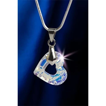 Nyaklánc, szív formájú, fehér színjátszós SWAROVSKI® kristállyal, 17 mm, ART CRYSTELLA® Nyaklánc, szív formájú, fehér színjátszós SWAROVSKI® kristállyal, 17 mm, ART CRYSTELLA®