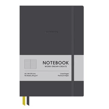 Jegyzetfüzet, A5, vonalas, 96 lap, keményfedeles, műbőr borító, SHKOLYARYK "Genius", sötétszürke Jegyzetfüzet, A5, vonalas, 96 lap, keményfedeles, műbőr borító, SHKOLYARYK "Genius", sötétszürke