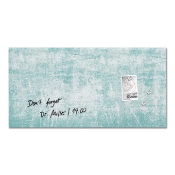 Mágneses üvegtábla, 91x46x1,5 cm, SIGEL "Artverum®", türkizkék fal mintázat, matt