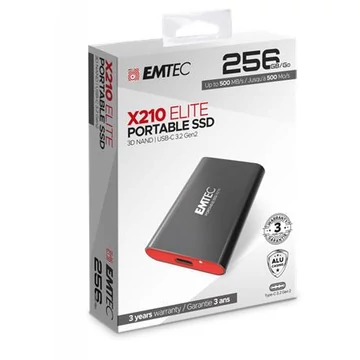 SSD (külső memória), 256GB, USB 3.2, 500/500 MB/s, EMTEC "X210" SSD (külső memória), 256GB, USB 3.2, 500/500 MB/s, EMTEC "X210"