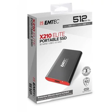SSD (külső memória), 512GB, USB 3.2, 500/500 MB/s, EMTEC "X210" SSD (külső memória), 512GB, USB 3.2, 500/500 MB/s, EMTEC "X210"