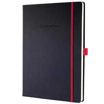 Jegyzetfüzet, exkluzív, A4, vonalas, 97 lap, keményfedeles, SIGEL "Conceptum Red Edition", fekete-piros